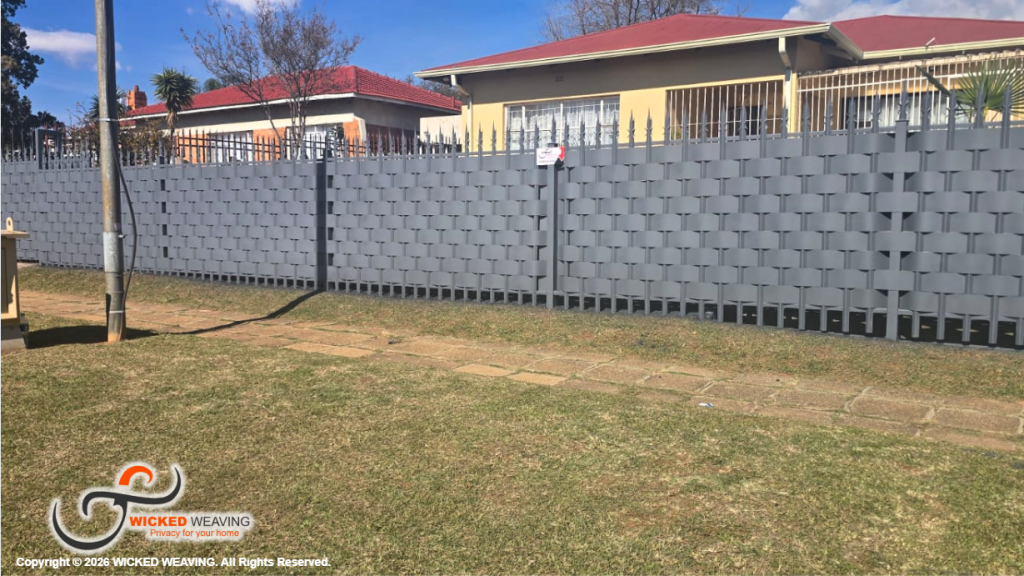 Slate Grey Palisade Weaving Installation in Wentworth Park, Krugersdorp (26m Project)