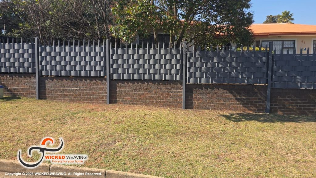 25m Slate Grey Palisade Weaving Installation in Quellerie Park, Krugersdorp